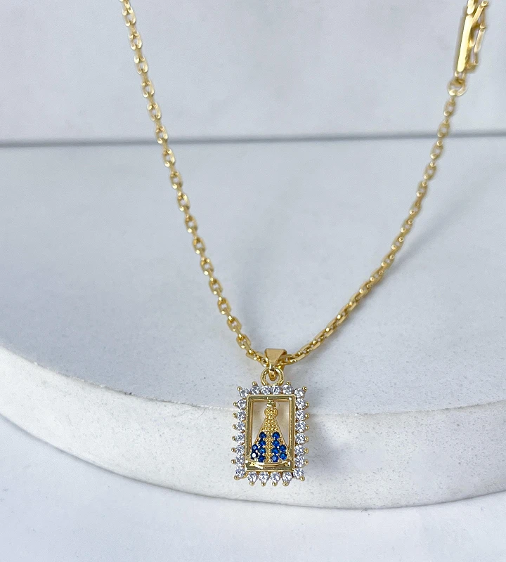 Corrente Cadeado 2mm 10,3g + NSRa Quadradado Manto Azul Cravejado