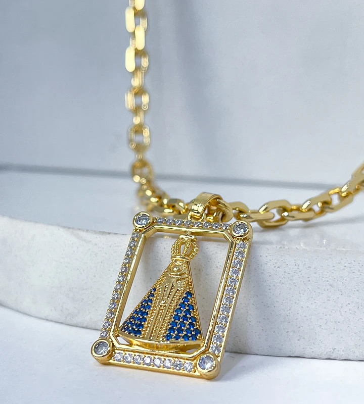 Corrente Cadeado 5mm 38,8g + NSRa Quadradado Manto Azul Cravejado G