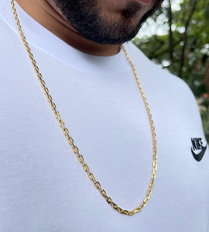 Corrente Cadeado 3,5mm 16,3g + Crucifixo Estampado com Cristo