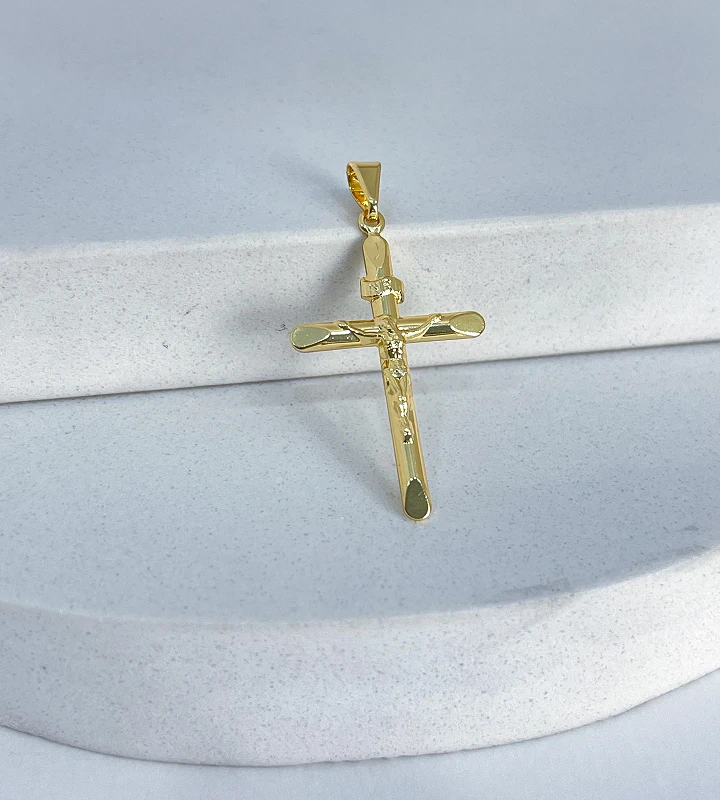 Corrente Cadeado 3,5mm 16,3g + Crucifixo Estampado com Cristo