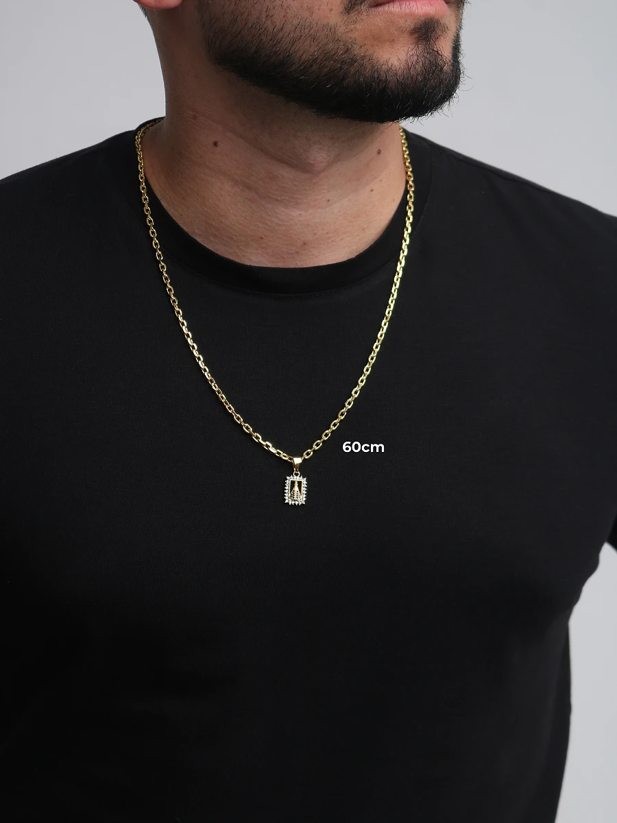 Corrente Cadeado 3,5mm 16,3g + NSRa Quadradado Manto Azul Cravejado