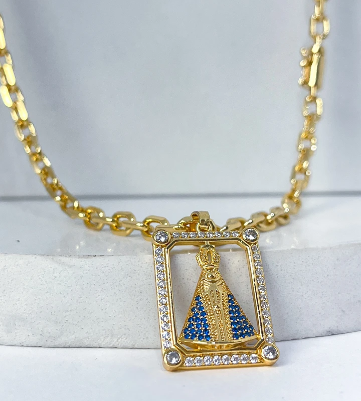 Corrente Cadeado 5mm 38,8g + NSRa Quadradado Manto Azul Cravejado G