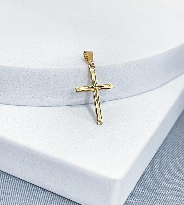 Pingente Crucifixo Liso Borda Marcada 3x2cm 1g