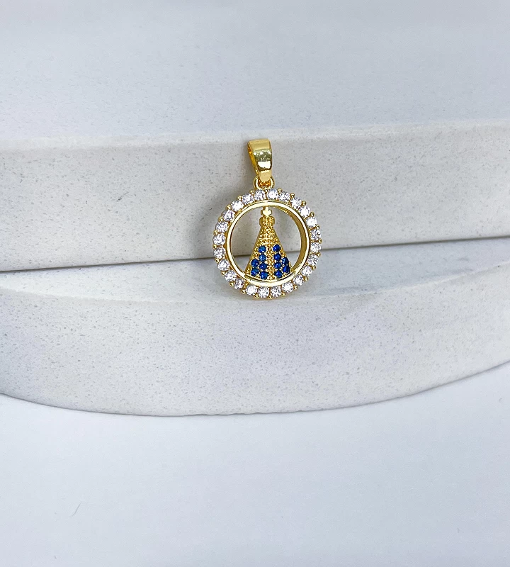 Pingente NSRa Redonda Vazada Cravejada 1,5x1,5cm 1,3g | DZ017