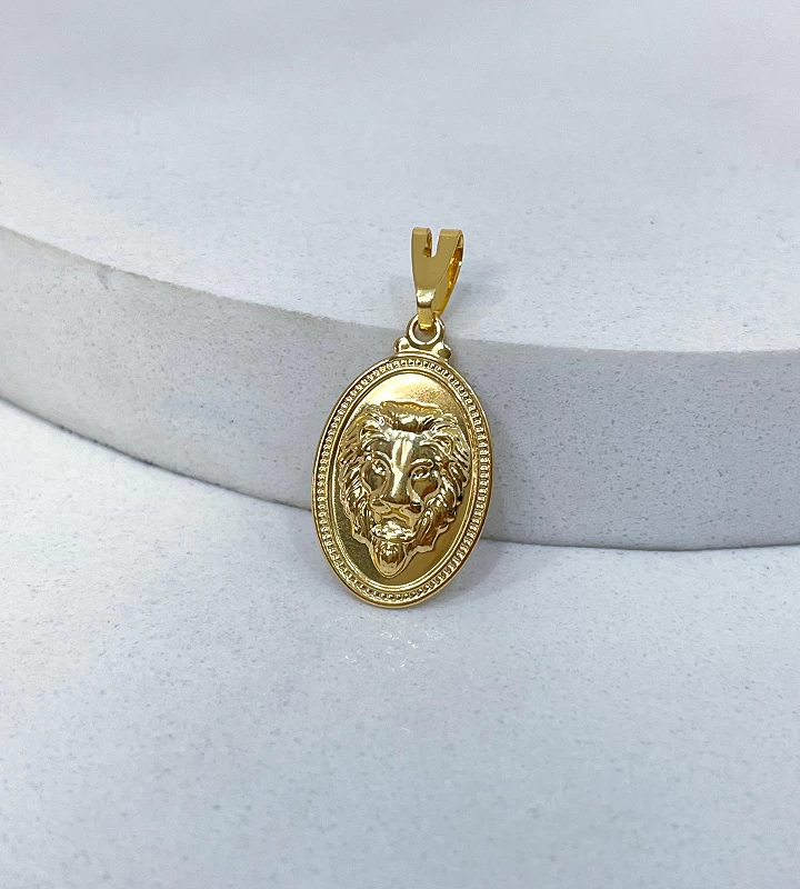 Pingente Oval Leão Borda Diamantada 1,39g