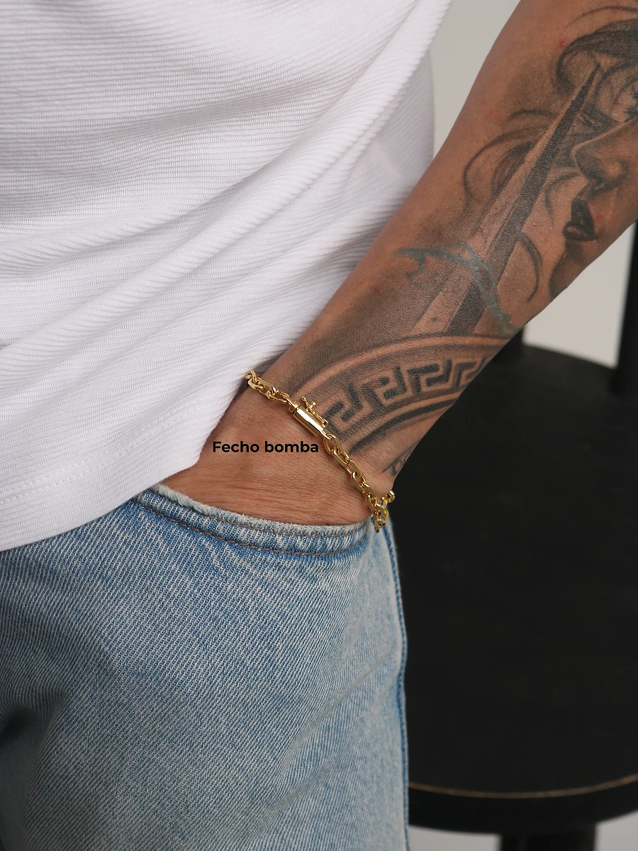 Pulseira Cadeado 5mm Fecho Bomba 13,5g